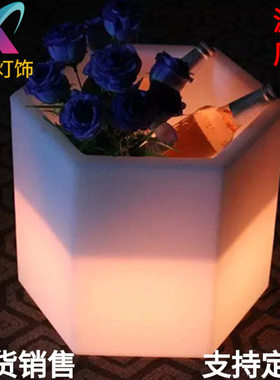 七彩LED发光菱形花盆婚庆公司活动户外装饰创意花瓶客厅商场摆件