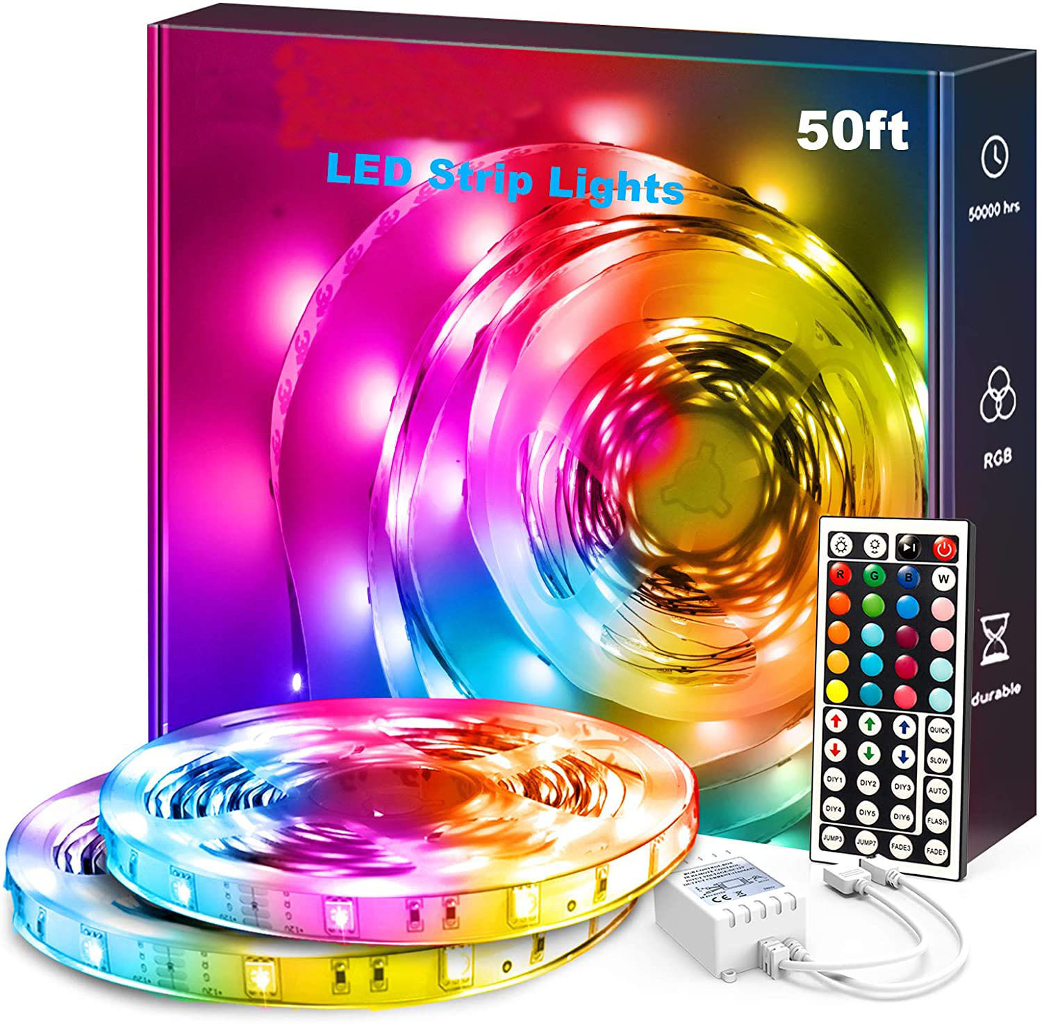 跨境LED灯带5050RGB红外套装10米20米30米低压12V灯带现货