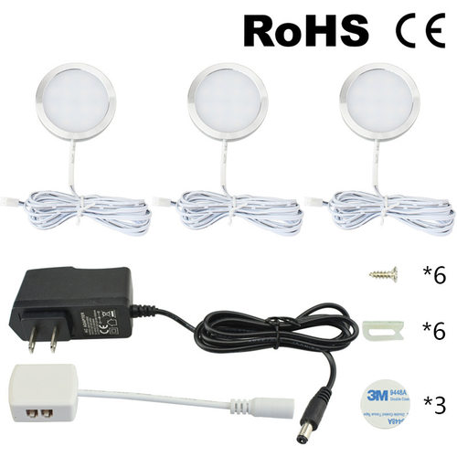 薄LED橱柜灯 led房车灯酒柜层板灯 圆形明装展柜小圆灯DC12V