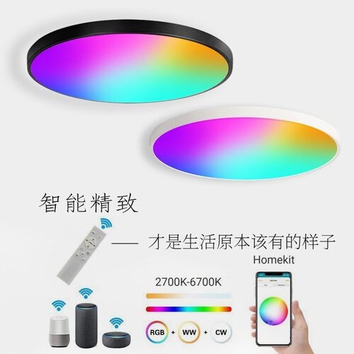 智能RGB吸顶灯APP扫码直连远程Alexa语音控制吸顶灯定时开关24W