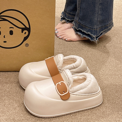 厚底防水防滑外穿保暖包跟棉鞋