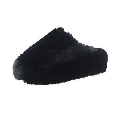 厚底高跟简约纯色包头毛毛拖鞋女