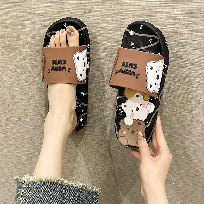 卡通可爱小熊软底防滑一字拖