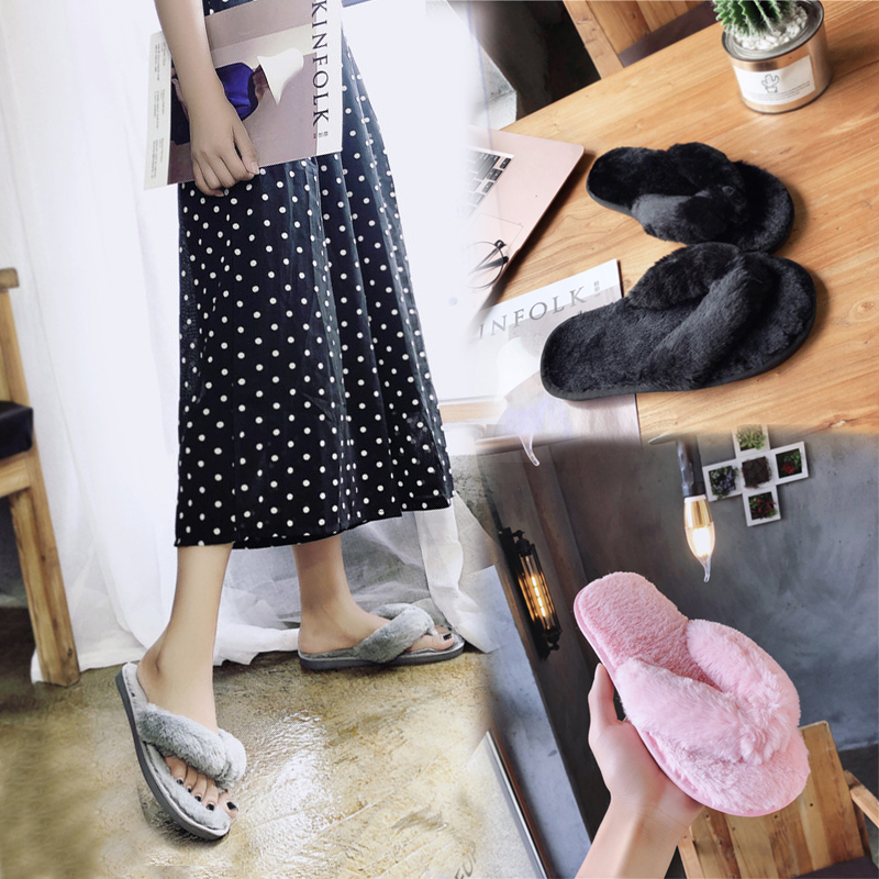 秋冬毛绒韩版夹趾毛毛人字拖女居家室内地板拖防滑月子外穿棉拖鞋,女鞋,人字拖,淘宝优惠券,粉丝福利购,淘宝优惠卷