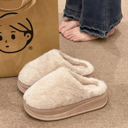 时尚简约保暖包头棉拖鞋