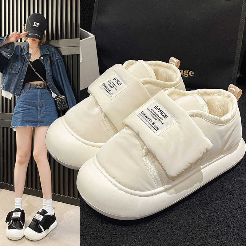 冬季外穿保暖防滑厚底包跟棉鞋