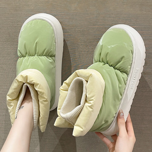 羽绒布防水高帮包跟棉鞋女冬季室内外穿防滑加绒保暖厚底雪地靴男