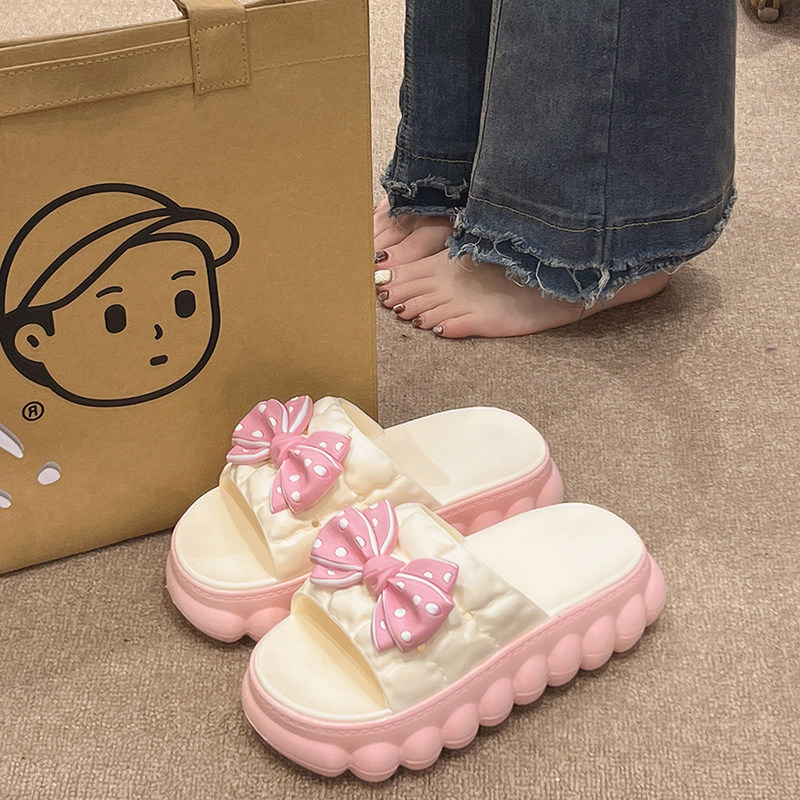 增高厚底凉拖鞋女夏季2025新款可爱波点蝴蝶结外穿沙滩防滑一字拖,女鞋,一字拖,淘宝优惠券,粉丝福利购,淘宝优惠卷