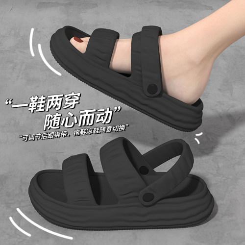 时尚厚底带后跟两穿凉拖鞋