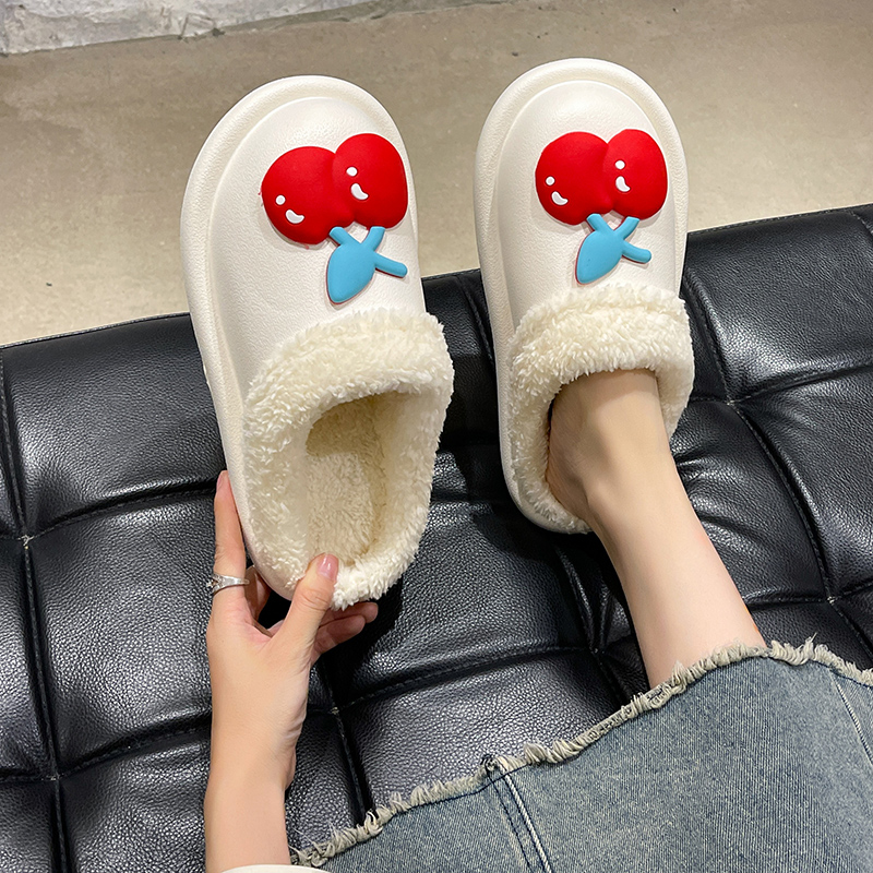 防水外穿可爱水果包头保暖棉拖鞋