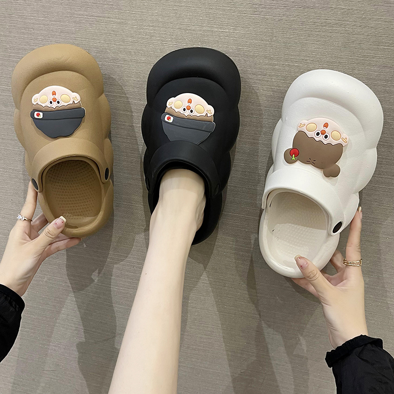 可爱卡通厚底防滑包头洞洞鞋凉鞋