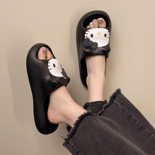 家居室内厚底防滑踩屎感外穿凉拖鞋 可爱猫咪一字拖女2026新款 夏季
