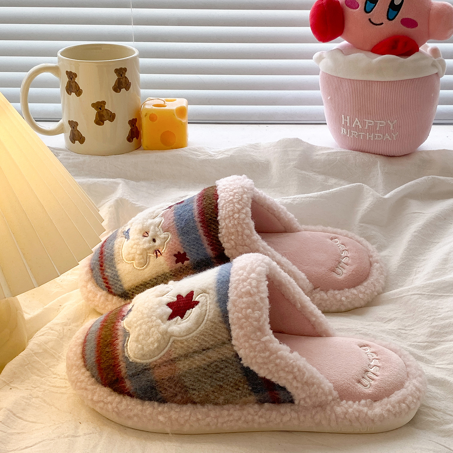 俏绘加绒保暖可爱猫咪情侣棉拖鞋