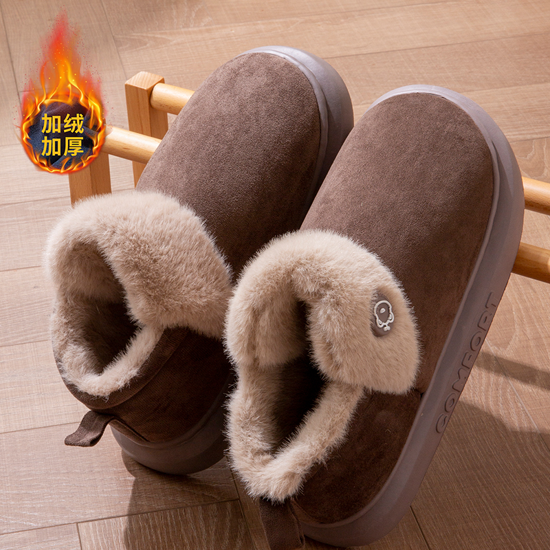加绒加厚保暖包包跟棉拖鞋