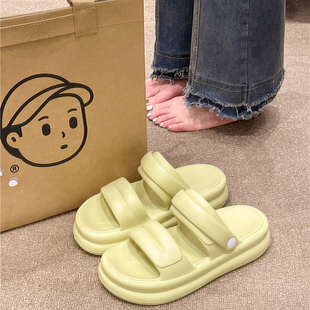 两穿沙滩凉鞋 拖鞋 时尚 女夏季 外穿踩屎感厚底防滑一字凉拖2025新款