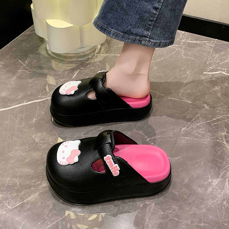 可爱猫咪包头拖鞋女夏季2026新款时尚外穿厚底增高防滑松糕凉拖鞋