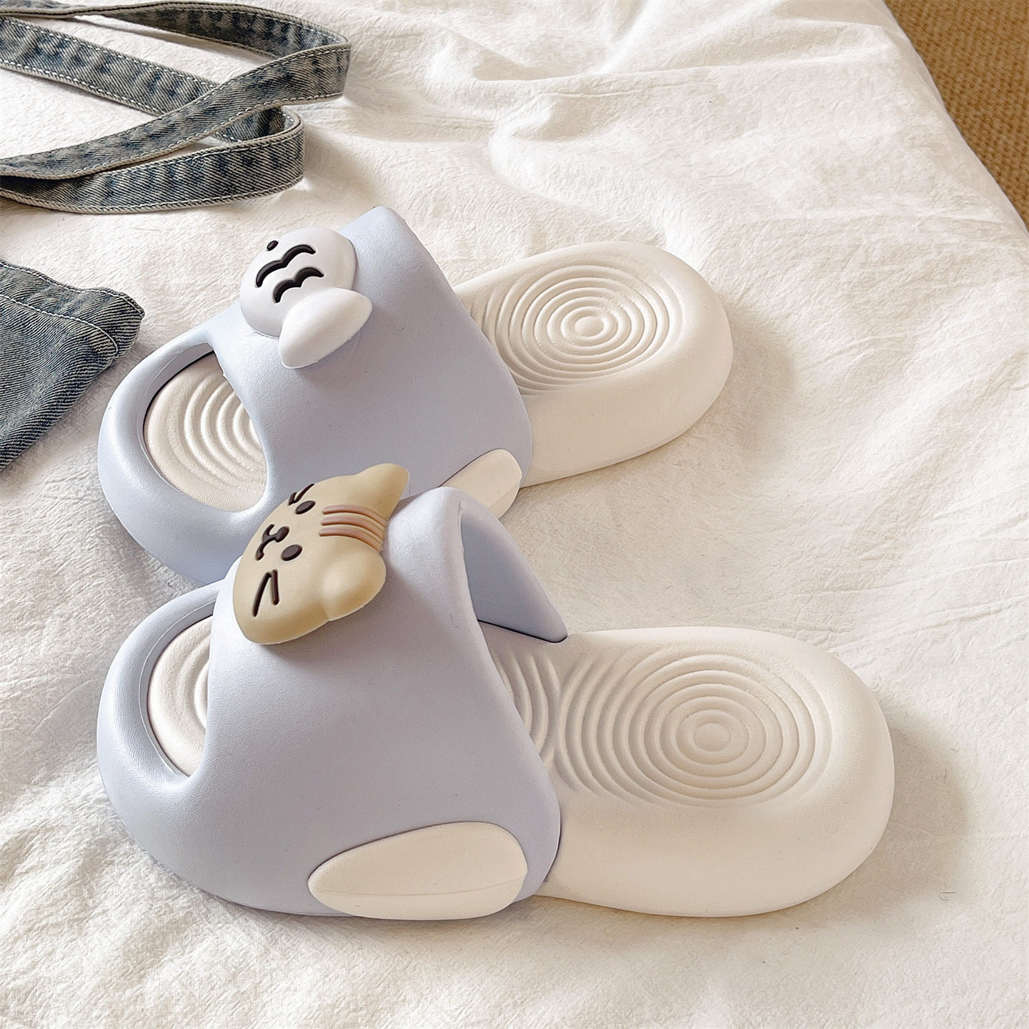 可爱猫鱼凉拖鞋女款夏季卡通室内居家浴室防滑EVA外穿厚底一字拖,女鞋,一字拖,淘宝优惠券,粉丝福利购,淘宝优惠卷