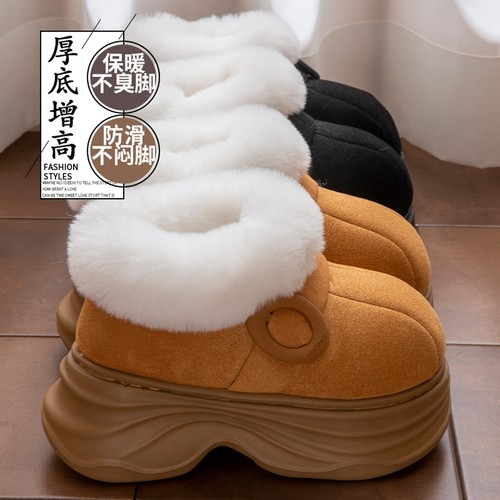 俏绘厚底增高加绒保暖包跟棉鞋