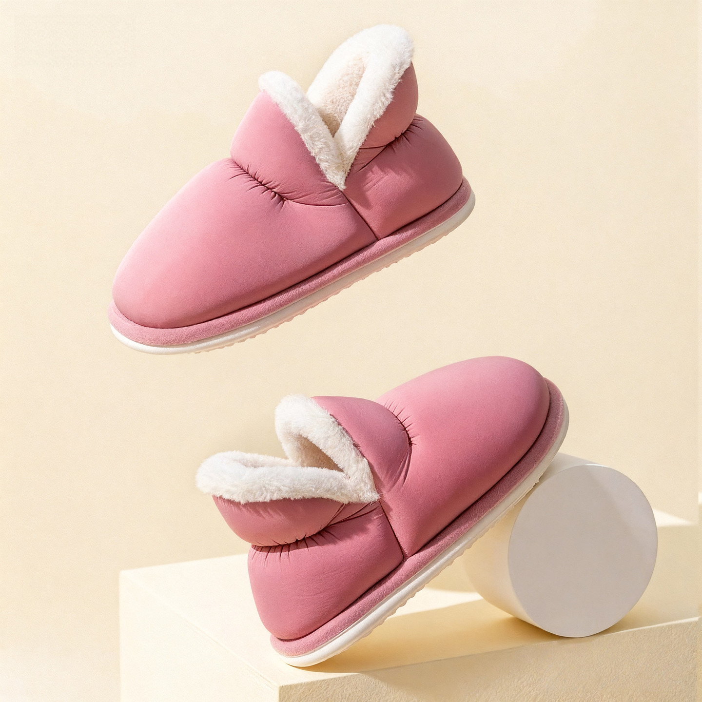 羽绒包跟棉鞋女士冬季居家室内加绒保暖外穿防水防滑情侣棉拖鞋男,女鞋,毛毛鞋,淘宝优惠券,粉丝福利购,淘宝优惠卷