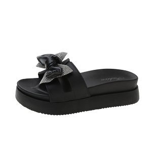 松糕厚底拖鞋女外穿夏季时尚蝴蝶结水钻踩屎感增高防滑家居凉拖鞋