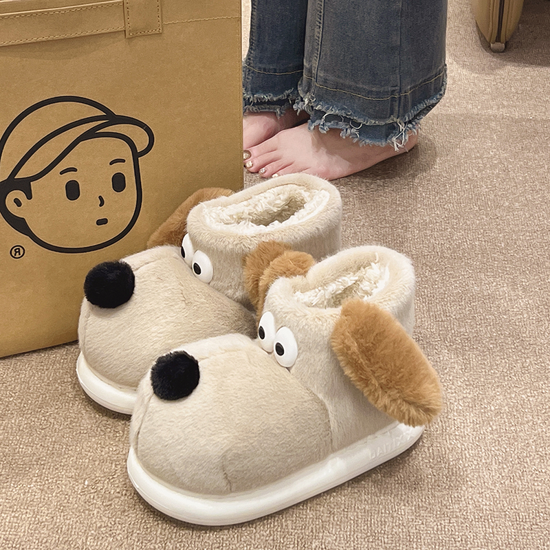 可爱小狗加绒高帮棉鞋