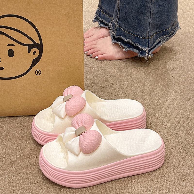 蝴蝶结凉拖鞋女夏季网红外穿可爱时尚厚底防滑室内居家踩屎感拖鞋,女鞋,一字拖,淘宝优惠券,粉丝福利购,淘宝优惠卷