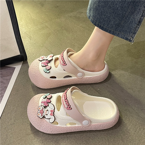 卡通可爱厚底外穿时尚包头洞洞鞋