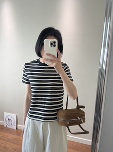 wenlustore春夏新款弹力显瘦百搭条纹短袖T恤女