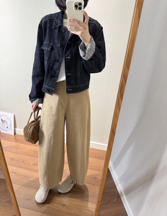 wenlustore春季新款显瘦百搭卡其工装裤九分奶奶裤弯刀裤休闲裤女