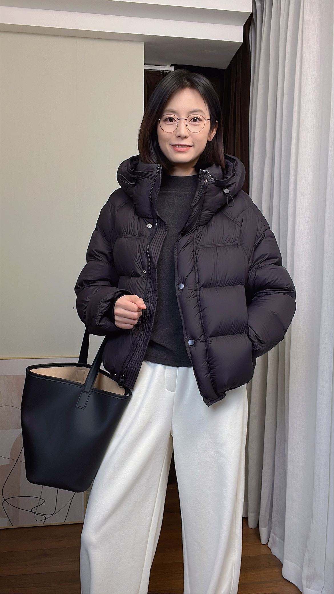 wenlustore冬季新款短款龟背泡芙羽绒服90白鸭绒连帽羽绒服外套