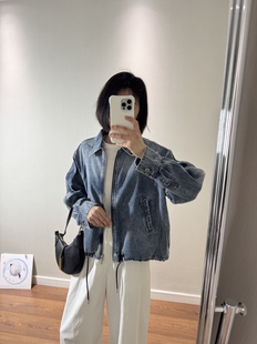 wenlustore春季新款宽松百搭水洗复古牛仔外套女