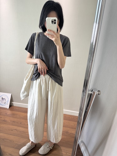 wenlustore春夏新款天丝亚麻九分奶奶裤弯刀裤休闲裤女