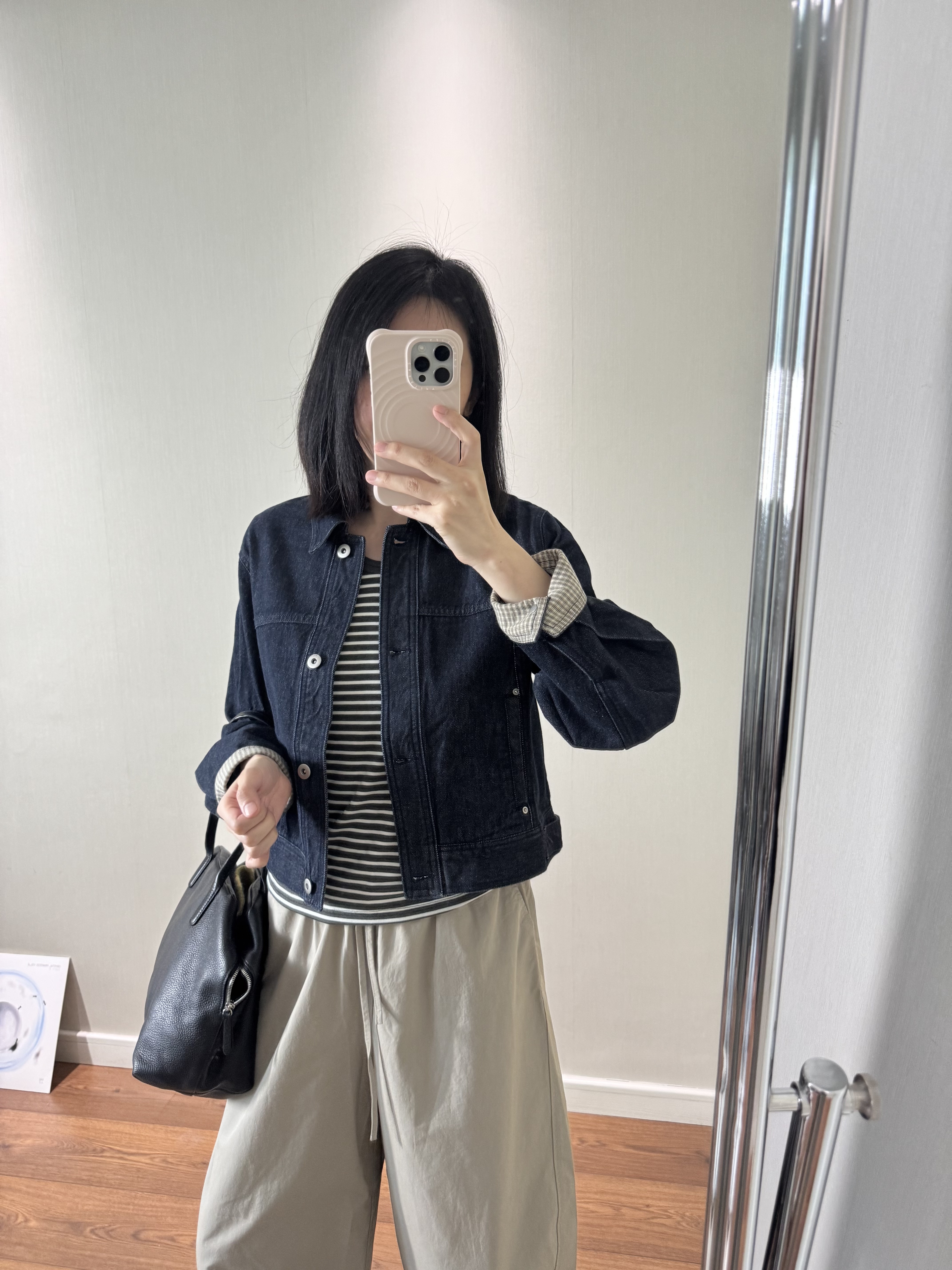 wenlustore秋季新款原牛袖口卷边短款牛仔外套女