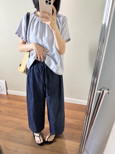 wenlustore夏季新款亚麻牛仔薄款防褪色牛仔气球裤九分裤休闲裤女