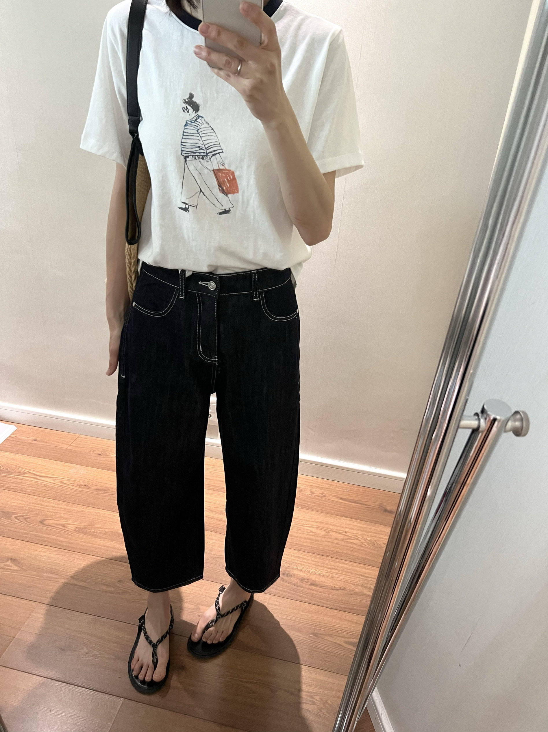 wenlustore夏季新款显瘦后腰松紧设计牛仔豌豆裤奶奶裤九分裤女