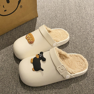 网红冬季外穿可爱卡通暖呼呼耐穿棉拖室内居家百搭软底加绒款