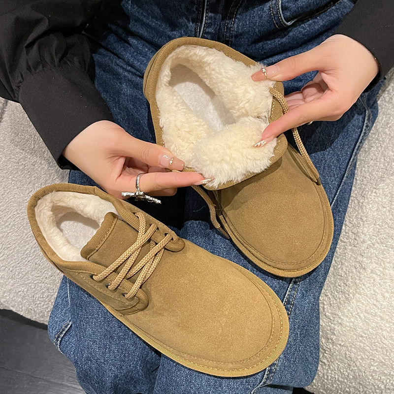 东北大棉鞋女2025秋冬季新款加绒加厚雪地靴大码系带一脚蹬豆豆鞋,女鞋,时尚雪地靴,淘宝优惠券,粉丝福利购,淘宝优惠卷