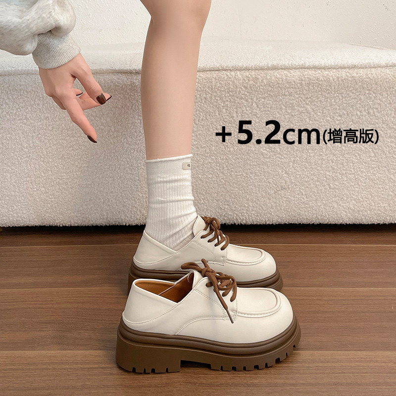 英伦风厚底乐福鞋女2026新款春季系带百搭小皮鞋复古增高jk单鞋潮,女鞋,深口单鞋,淘宝优惠券,粉丝福利购,淘宝优惠卷