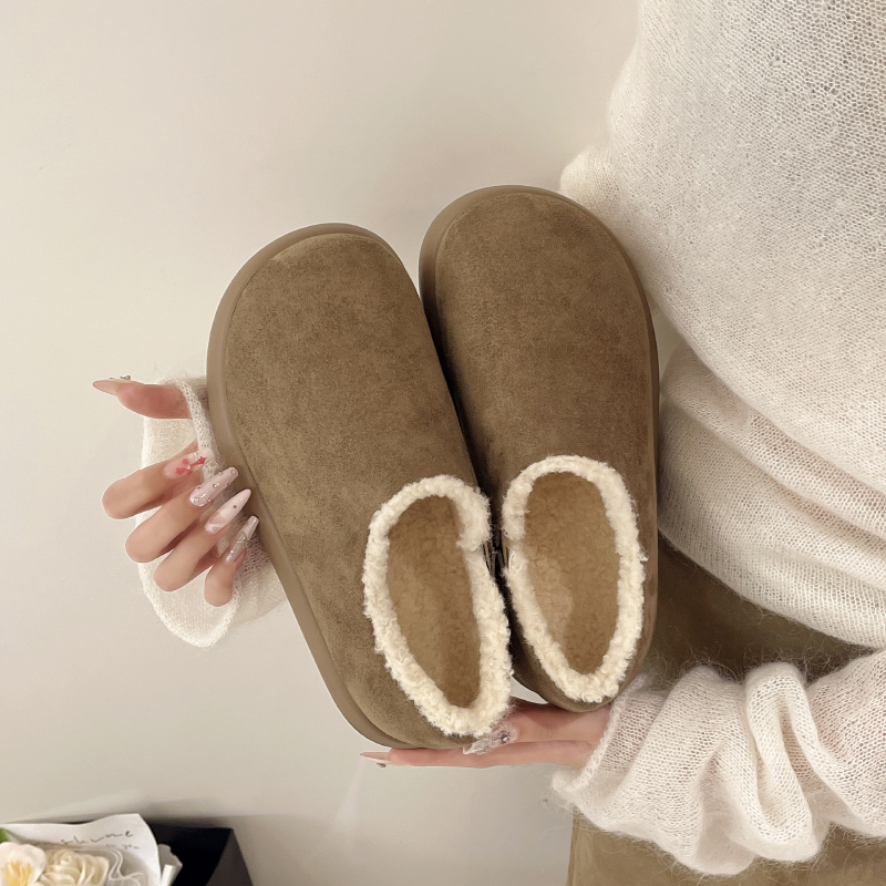 网红勃肯鞋女一脚蹬加绒保暖棉鞋