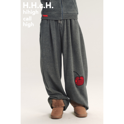 HHCH口海 AW25 手绘樱桃立体绣花高弹云朵触感松紧腰宽松长裤