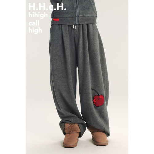 HHCH口海 AW25 手绘樱桃立体绣花高弹云朵触感松紧腰宽松长裤