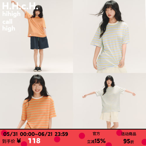 HHCH口海 SS26 夏日清新棉感彩色条纹圆领宽松短袖T恤