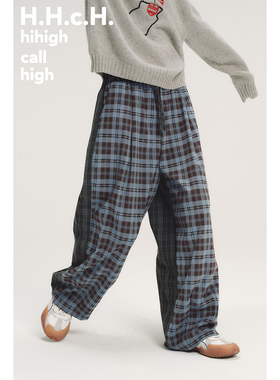 HHCH口海 AW25 彩色小房子立体绣花格纹拼接松紧腰宽松直筒长裤