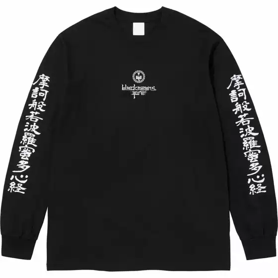 Fw23 Blackmeans Tee Heart Sutra Buddhist Sutra Chinese Kirin Arm Long Sleeve T-Shirt Bottoming Shirt Men's and Women's Trbottomy
