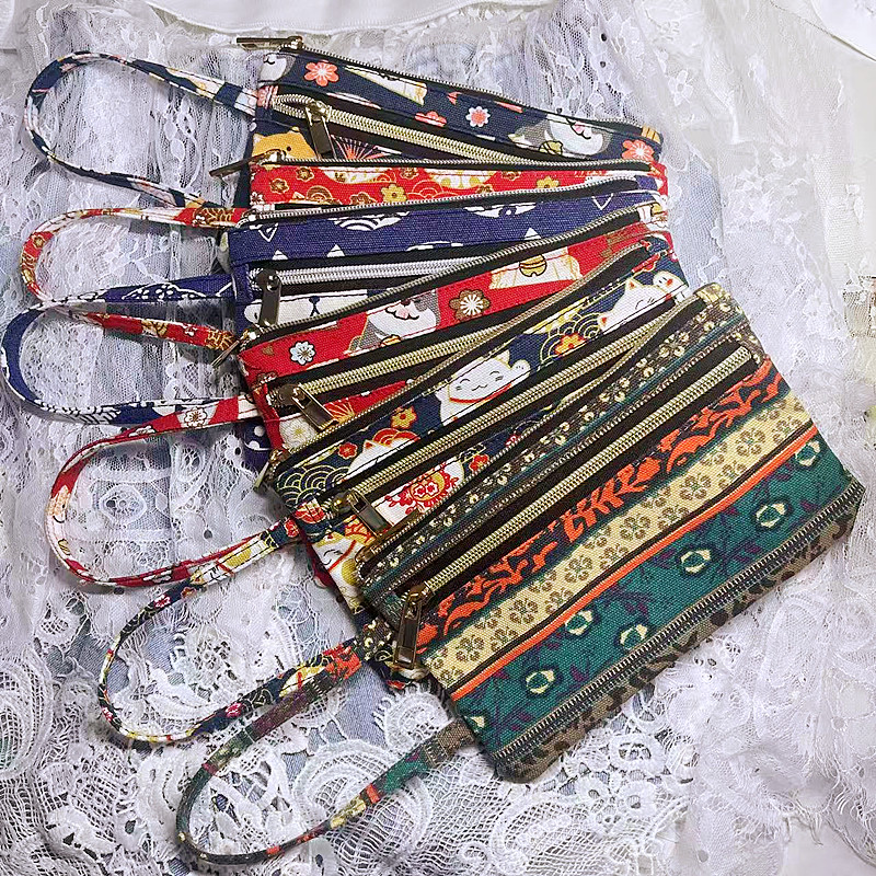 印花帆布钱包零钱包长款长方形手机手拿包百元钞票存折护照收纳袋,箱包皮具/热销女包/男包,手拿包,淘宝优惠券,粉丝福利购,淘宝优惠卷