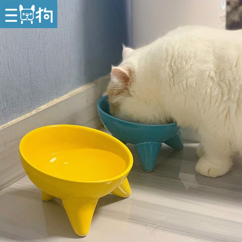 猫碗陶瓷狗碗防打翻猫食盆保护颈椎宠物碗喝水碗猫粮食碗宠物用品