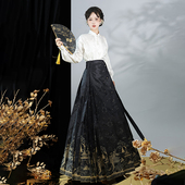 新中式 汉服女明制国风马面裙套装 日常通勤 烟花亭 一夕笙歌原创