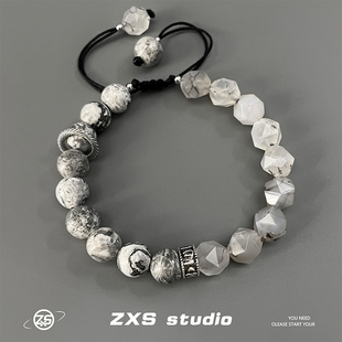 ZXS 暗黑混搭切面天然石手串男潮高级感ins嘻哈手链配饰女 STUDIO