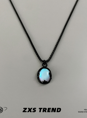 ZXS TREND复古渐变晶石项链男女士个性百搭ins高级感小众锁骨链潮