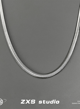 宽版蛇骨钛钢项链男潮